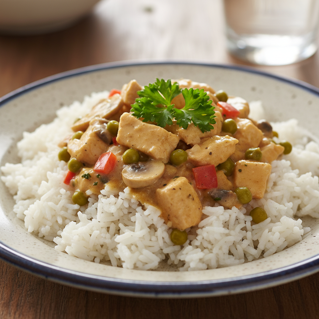 Finished chicken with king dish served