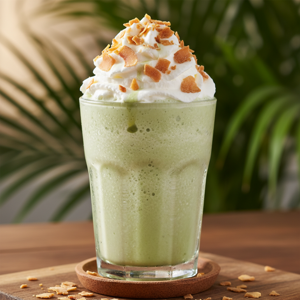 Final touch with whipped cream and toasted coconut