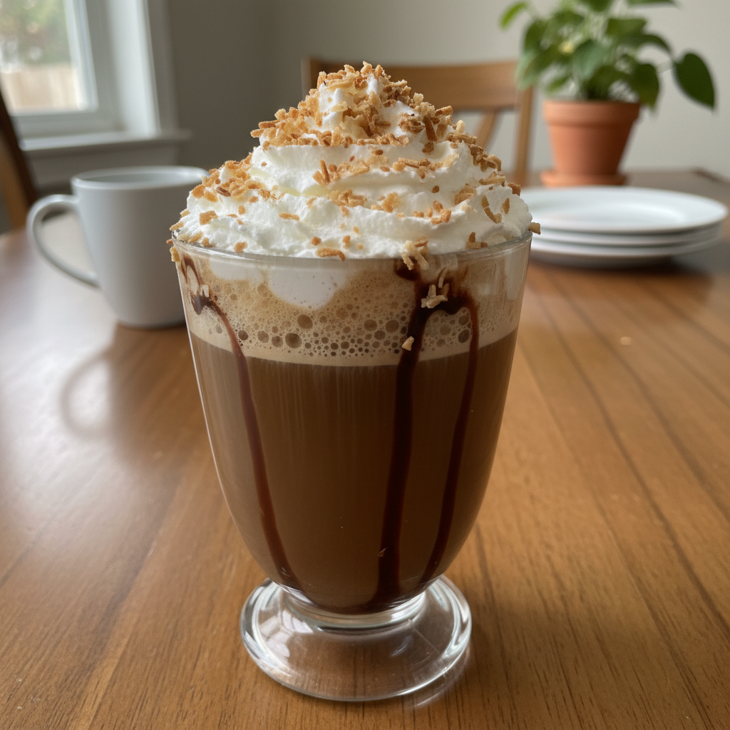 Coconut Mocha Protein Coffee with toppings