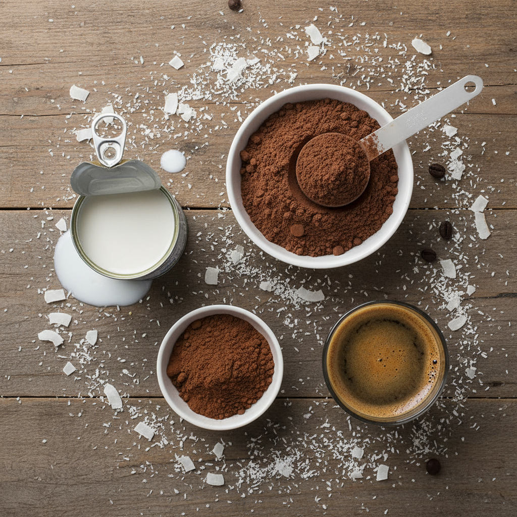 Ingredients for Coconut Mocha Protein Coffee