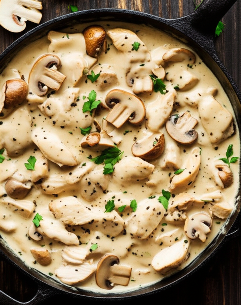 Chicken with King creamy dish