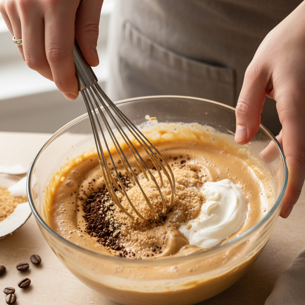 Whipping the coffee mixture