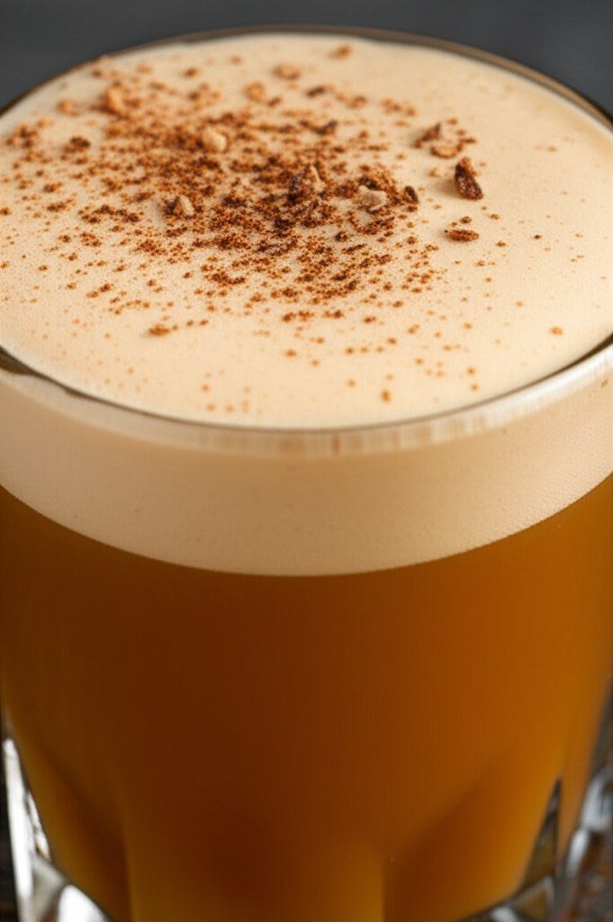 Coffee Bourbon Flip in elegant glass