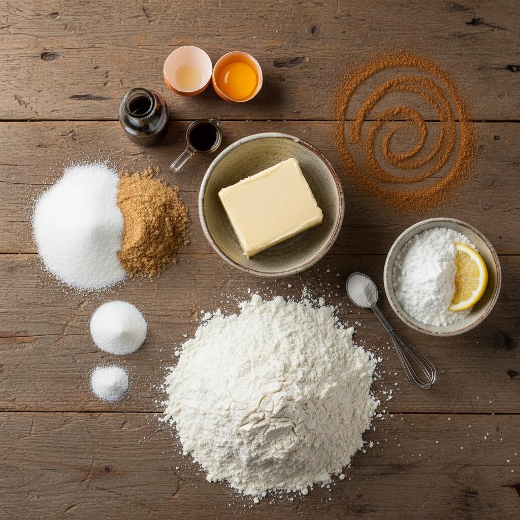 Ingredients for Coffee Cake Cookies laid out