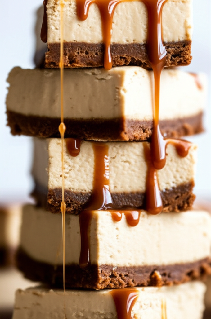 Coffee Caramel Cheesecake Bars finished dessert