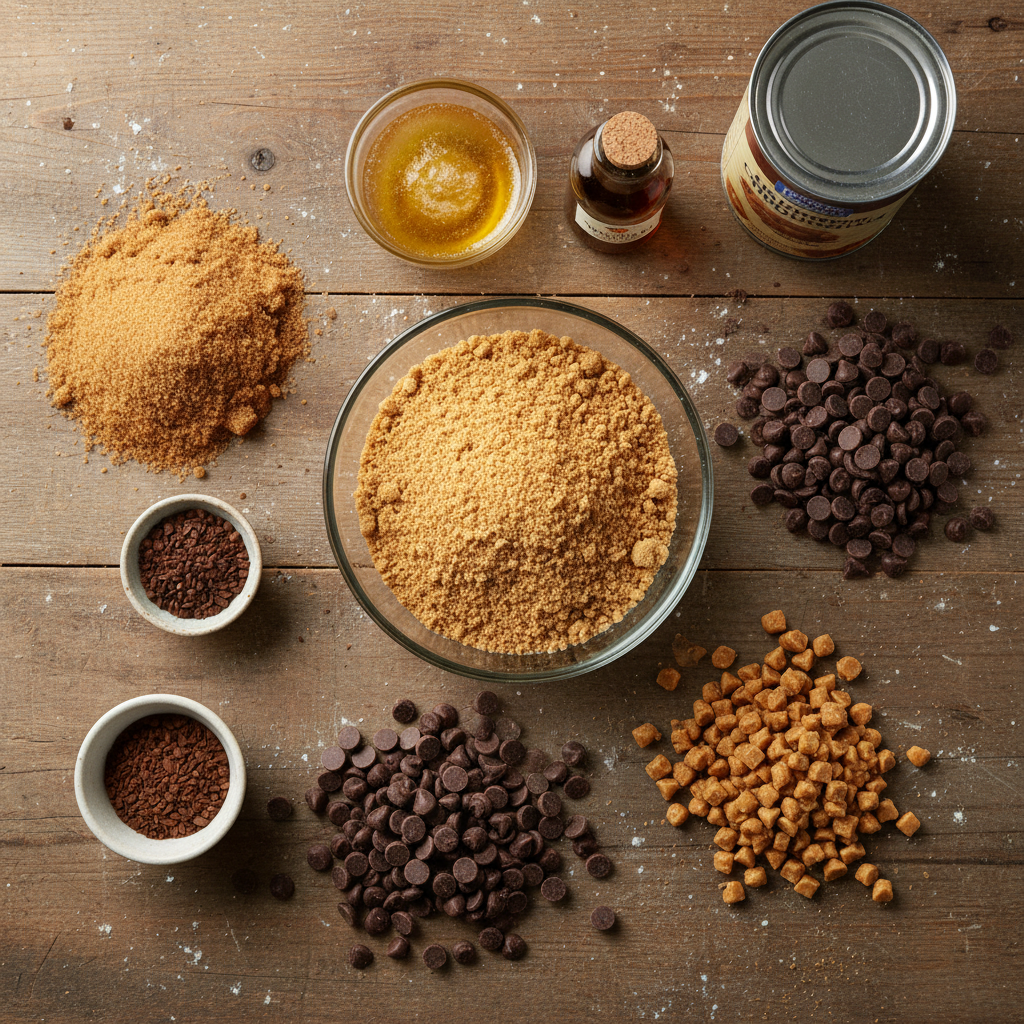 Ingredients and tools for Coffee Cookie Crack Bars