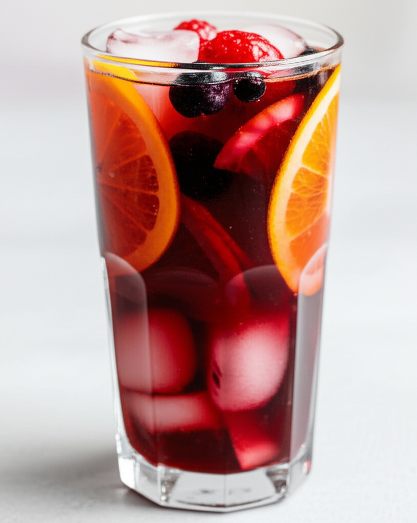 Coffee Sangria glass with fruit and coffee