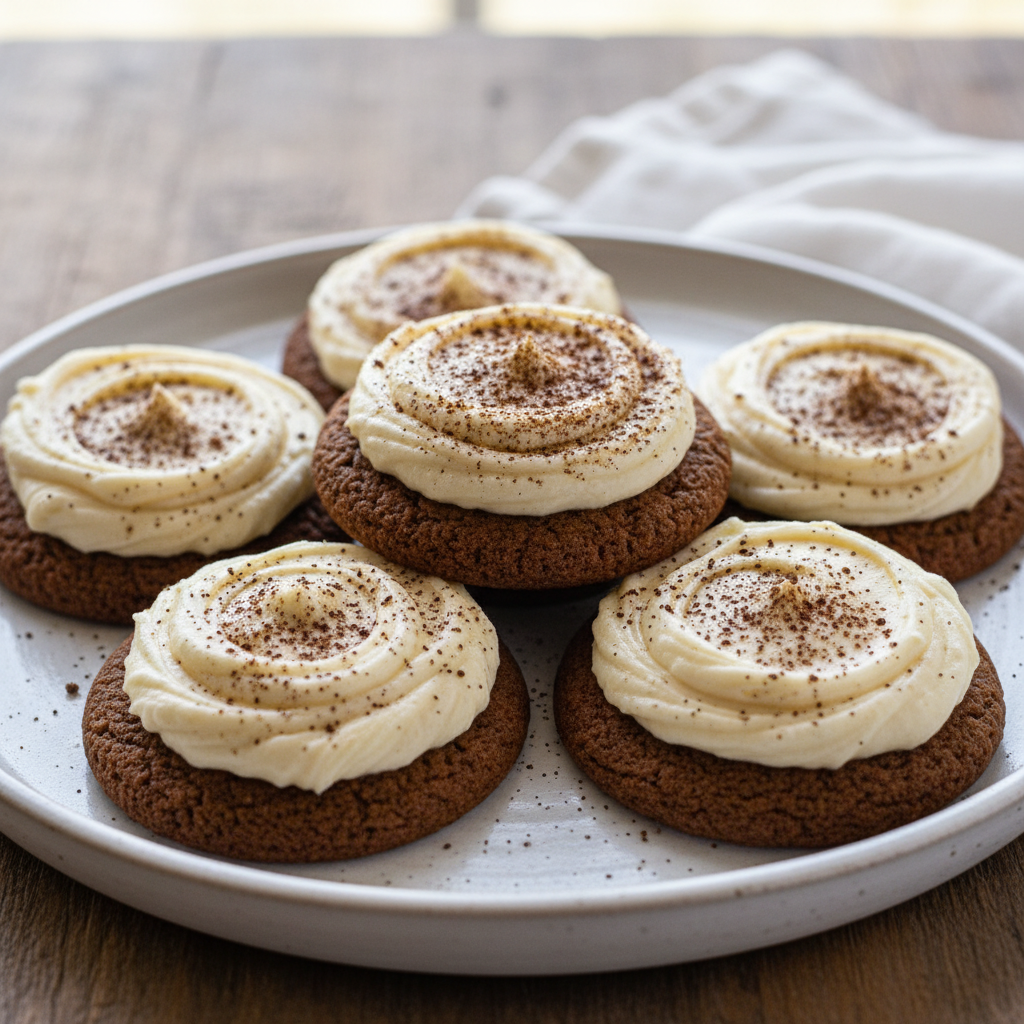 The finished Coffee Sugar Cookies with Vanilla Bean Buttercream