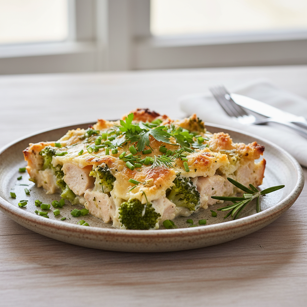 Mixing chicken, broccoli, cream cheese, mayo, and spices