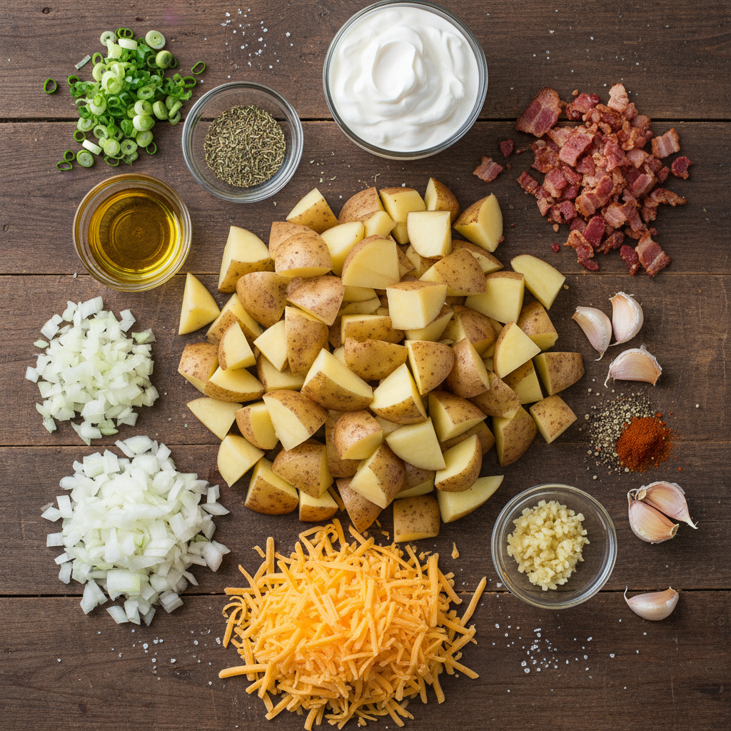 Loaded baked potato soup ingredients