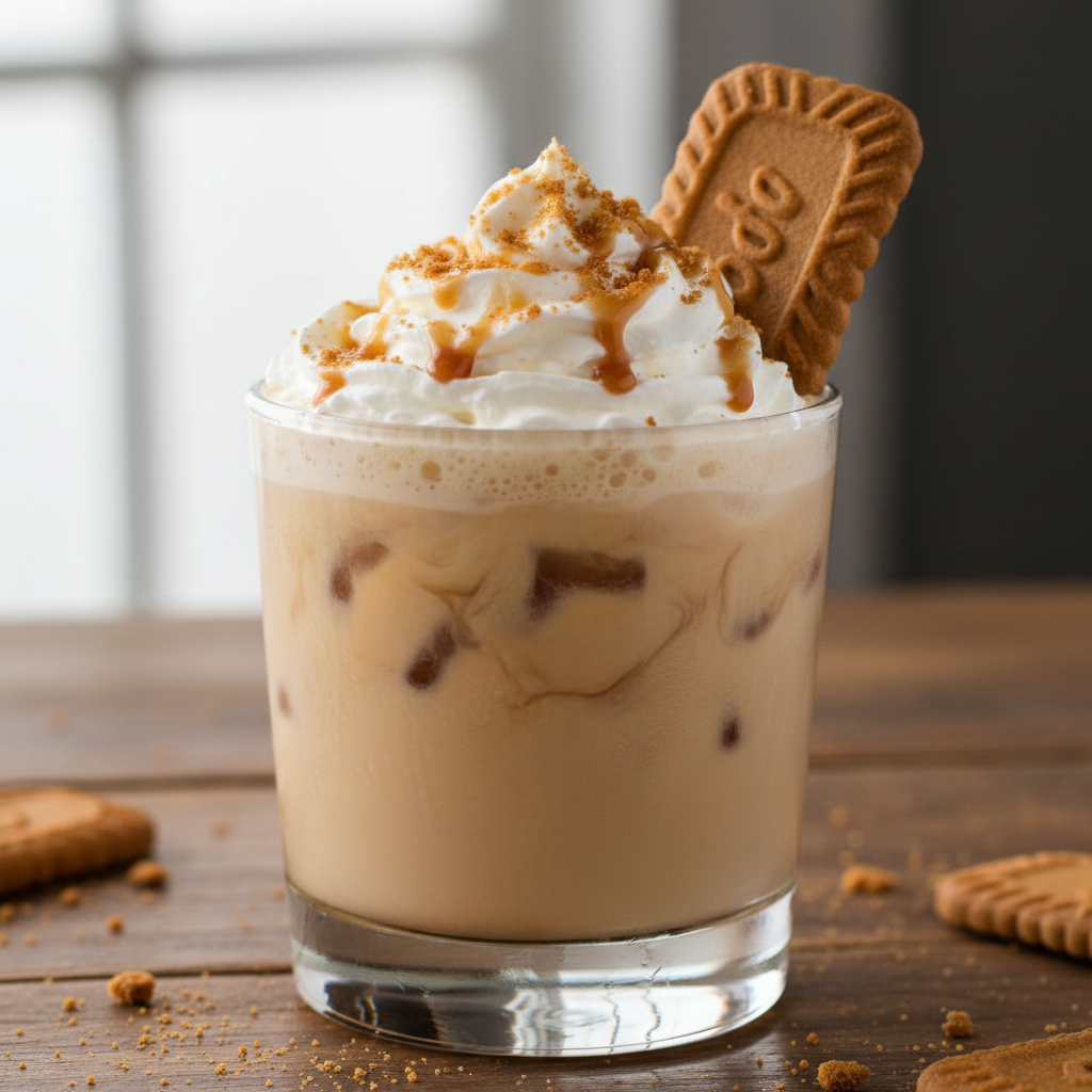 Cookie Butter White Russian cocktail ready to serve