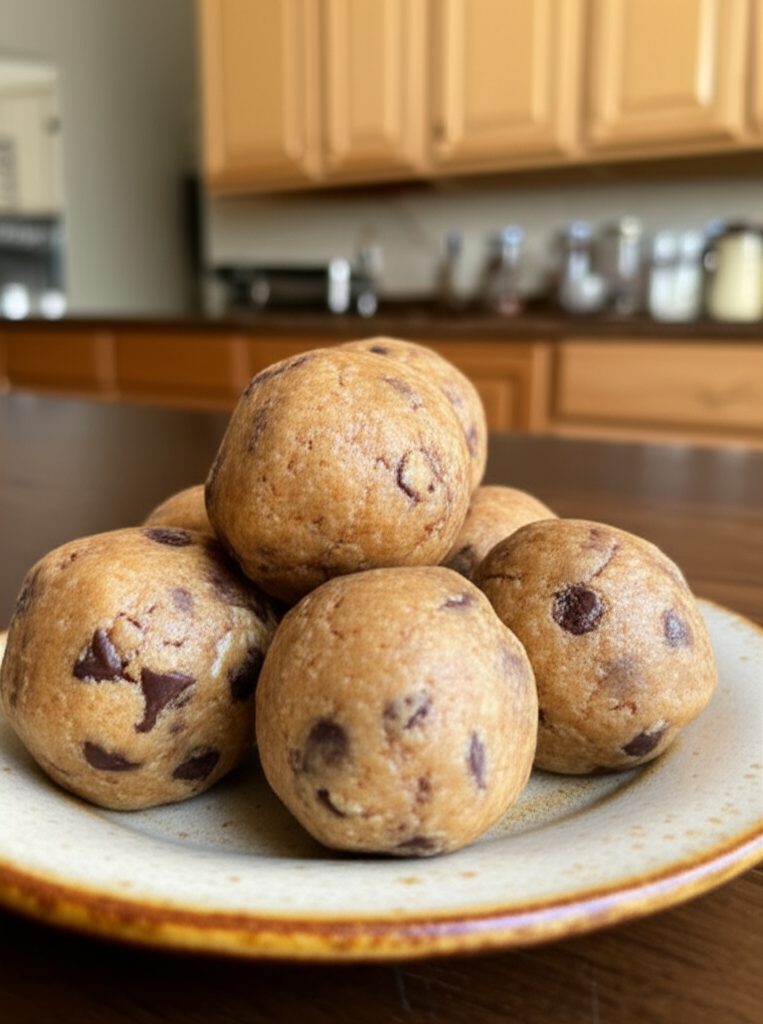 Cookie dough protein balls and ingredients