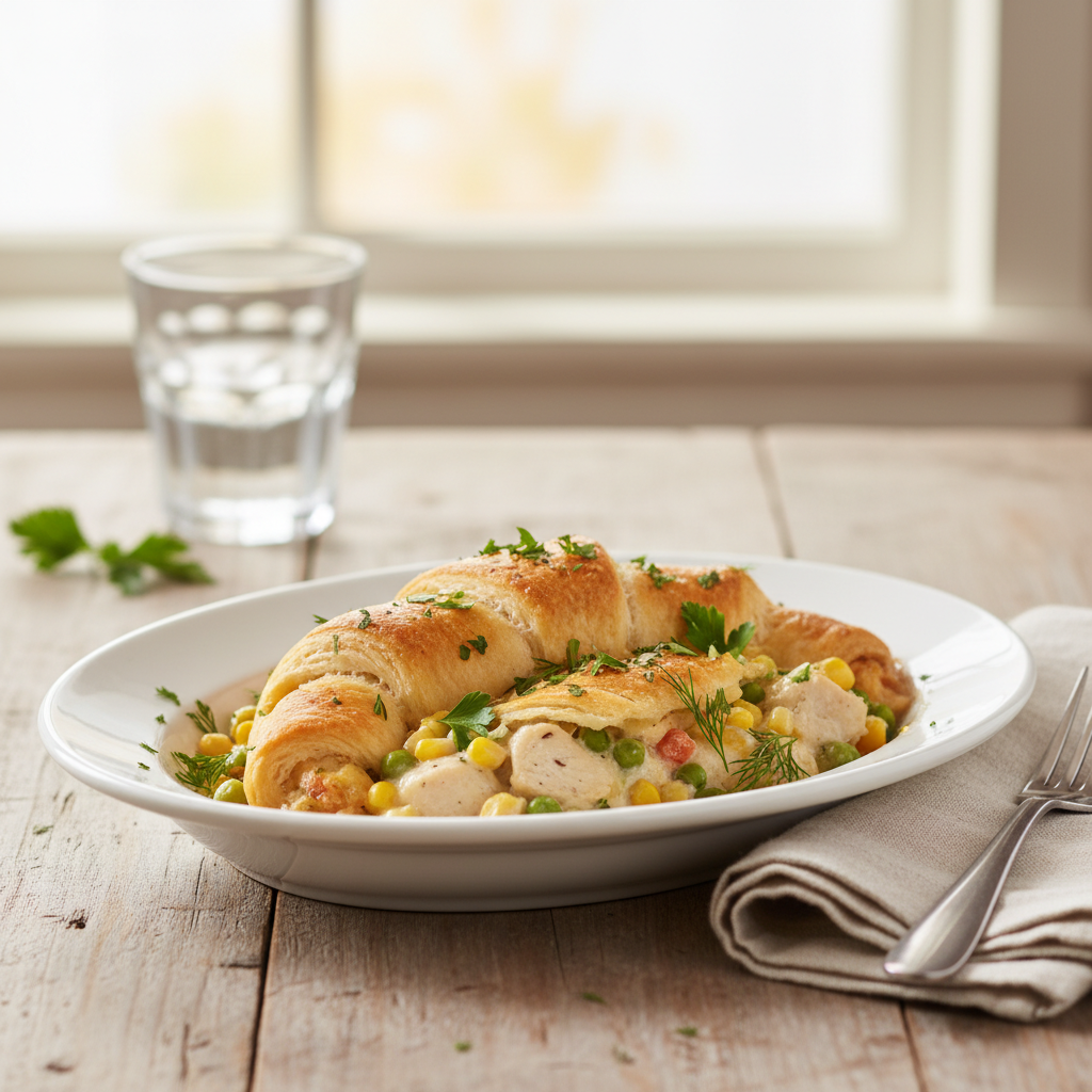 Finished Chicken Crescent Roll Casserole served