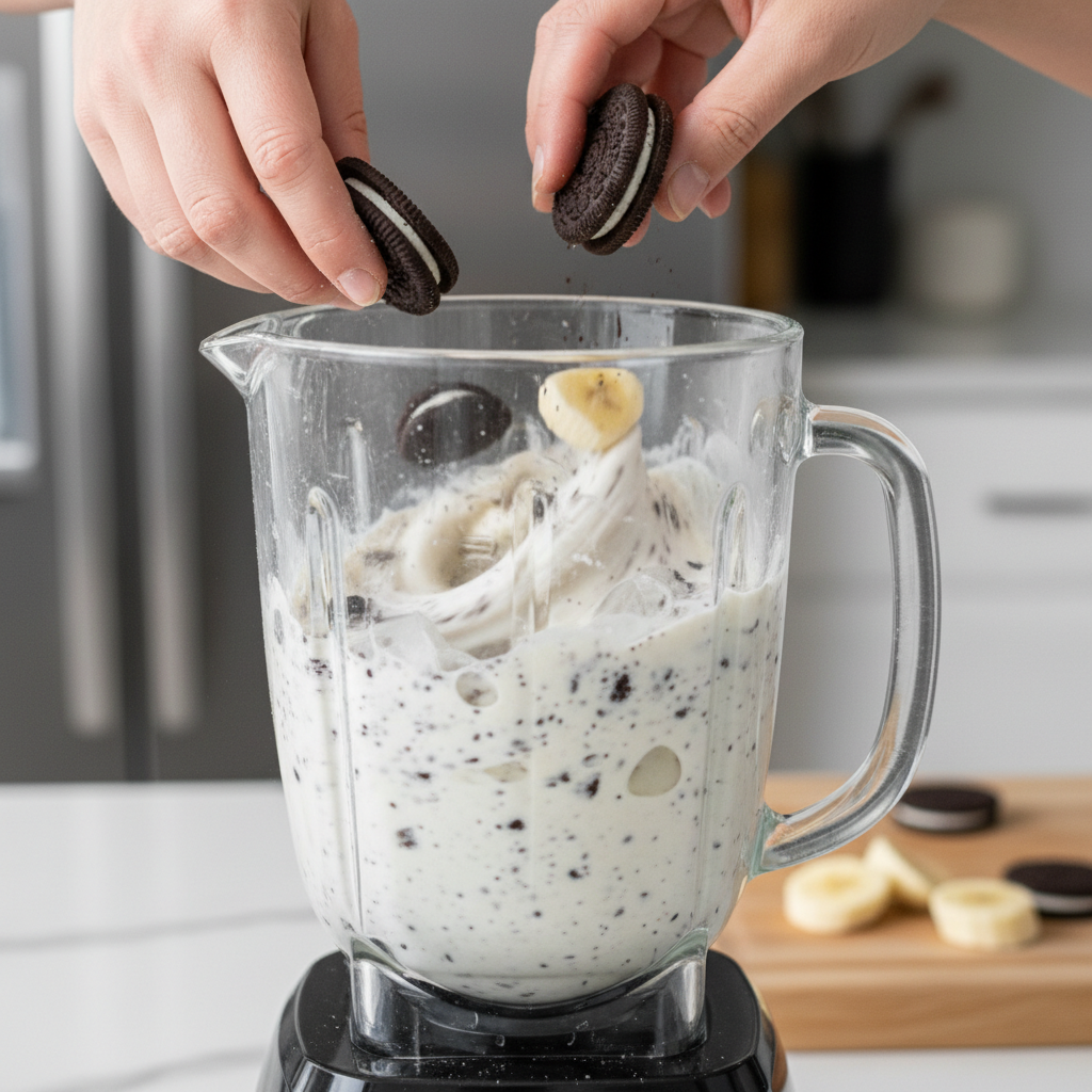Ingredients in blender for protein shake