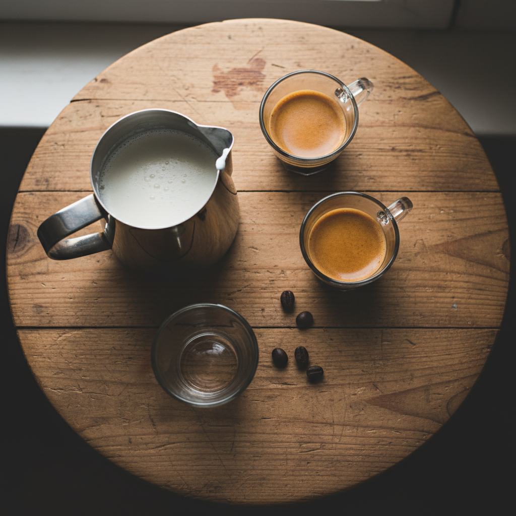 Preparation of a cortado coffee drink