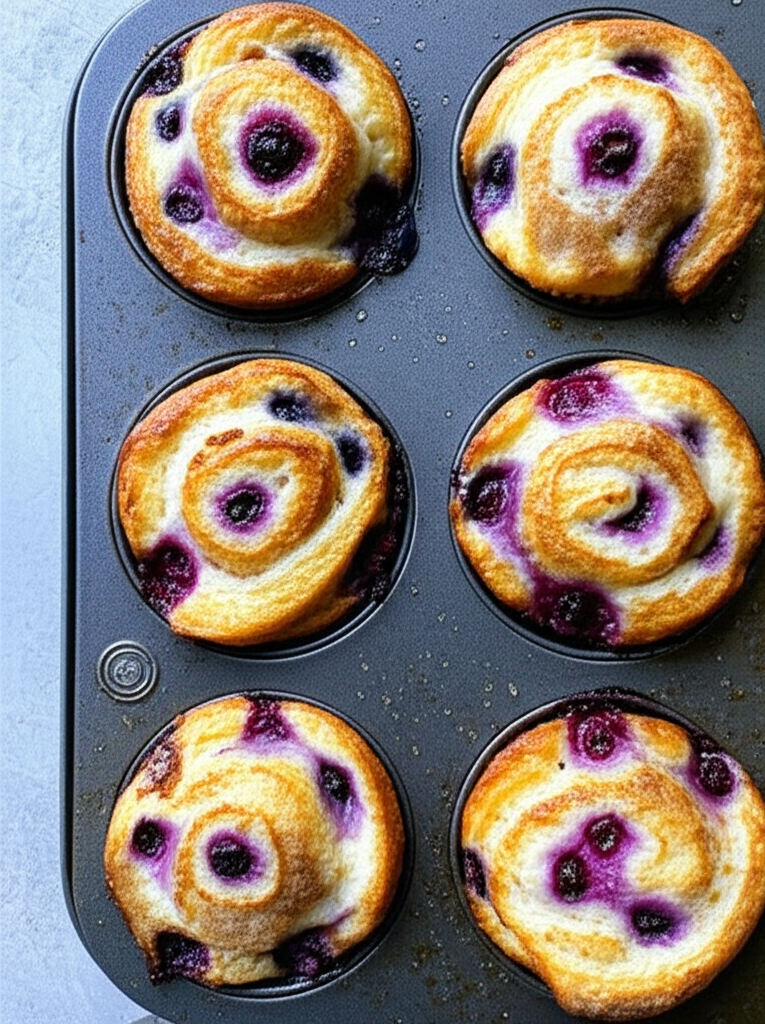 Blueberry Cottage Cheese Roll Muffins on plate
