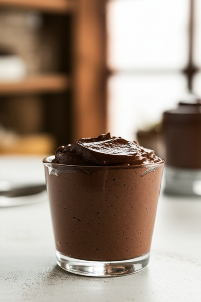 Chocolate mousse dessert in a glass