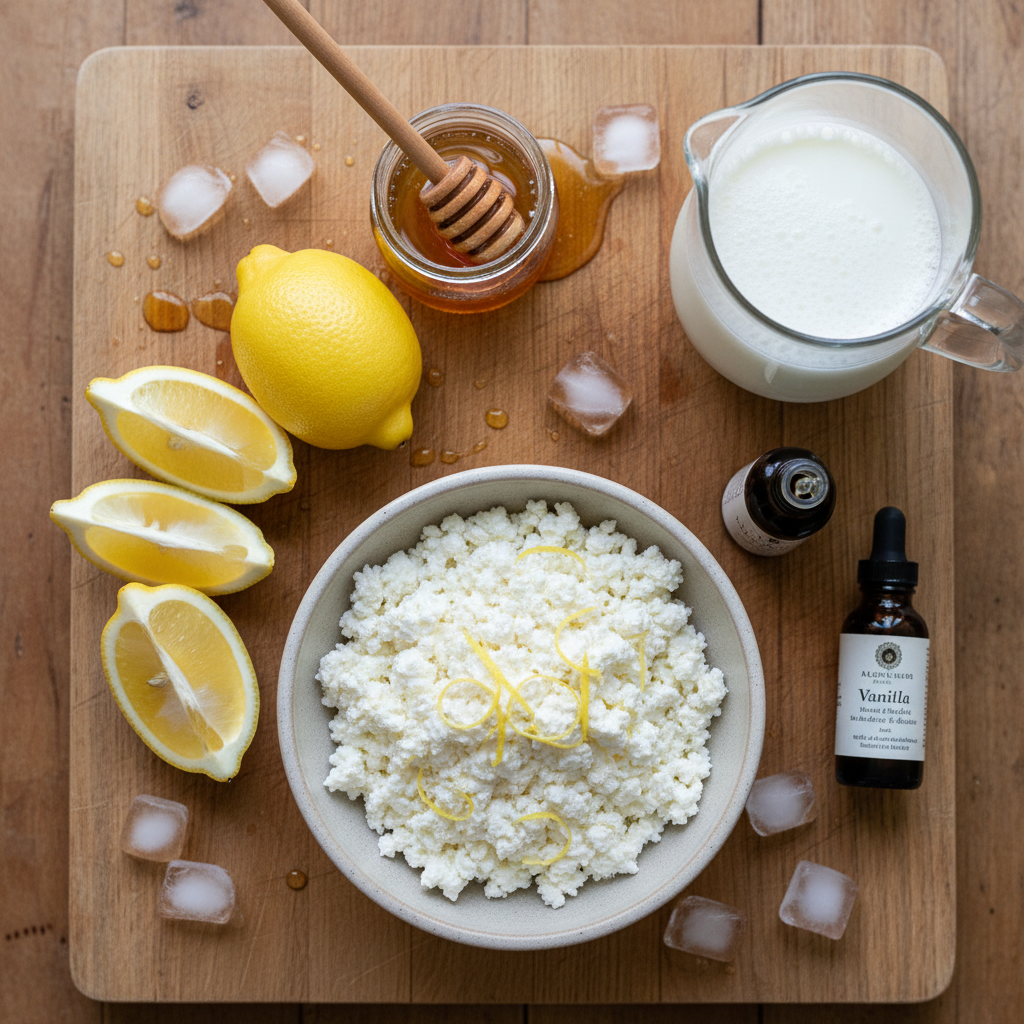 Ingredients for Cottage Cheese Lemonade Frosty