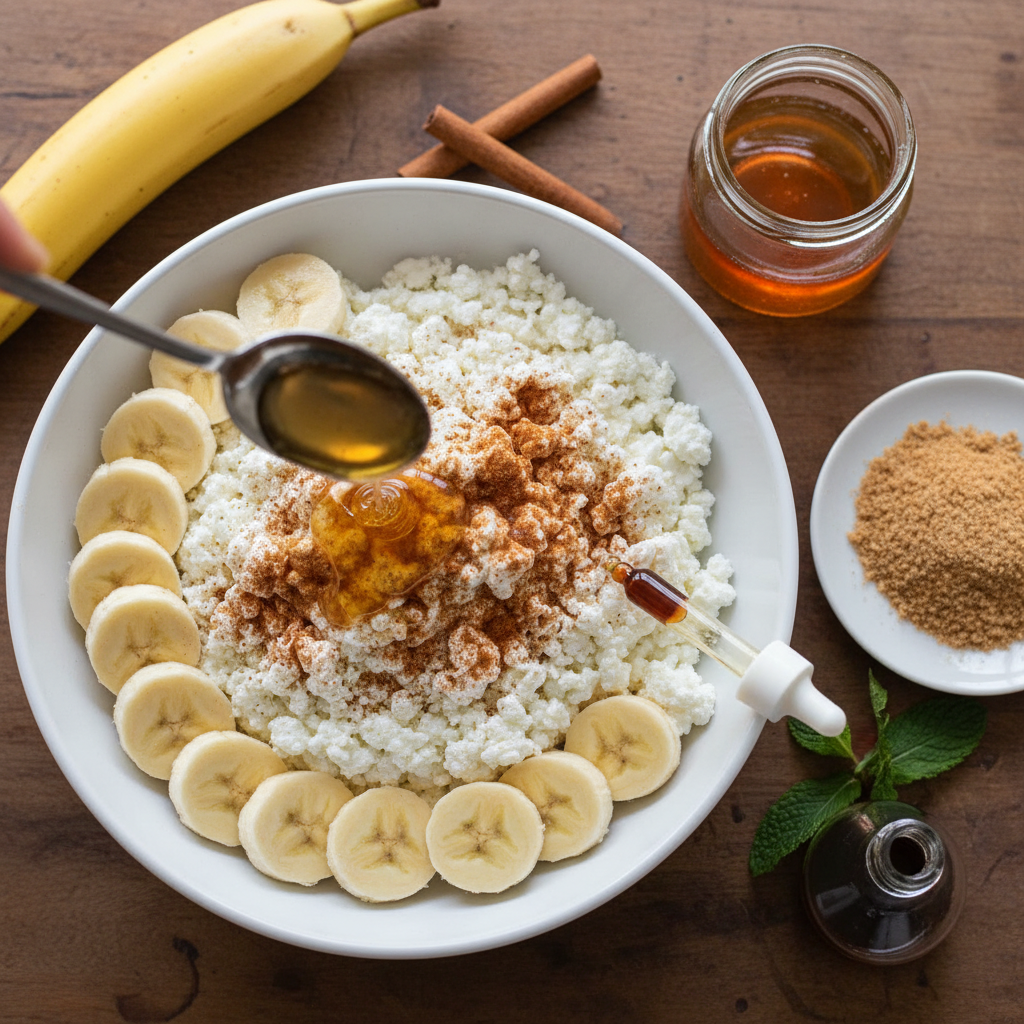 Ingredients for cottage cheese PB2 dessert bowl