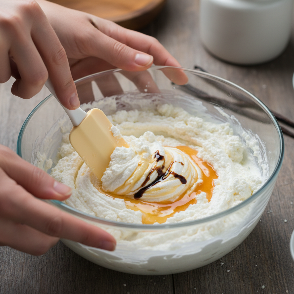 Mixing wet ingredients for protein cookies