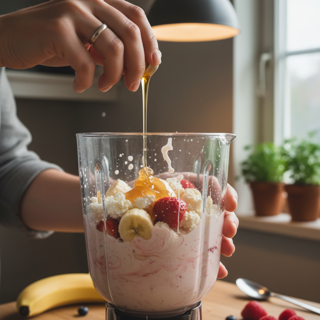 Blending ingredients for smoothie
