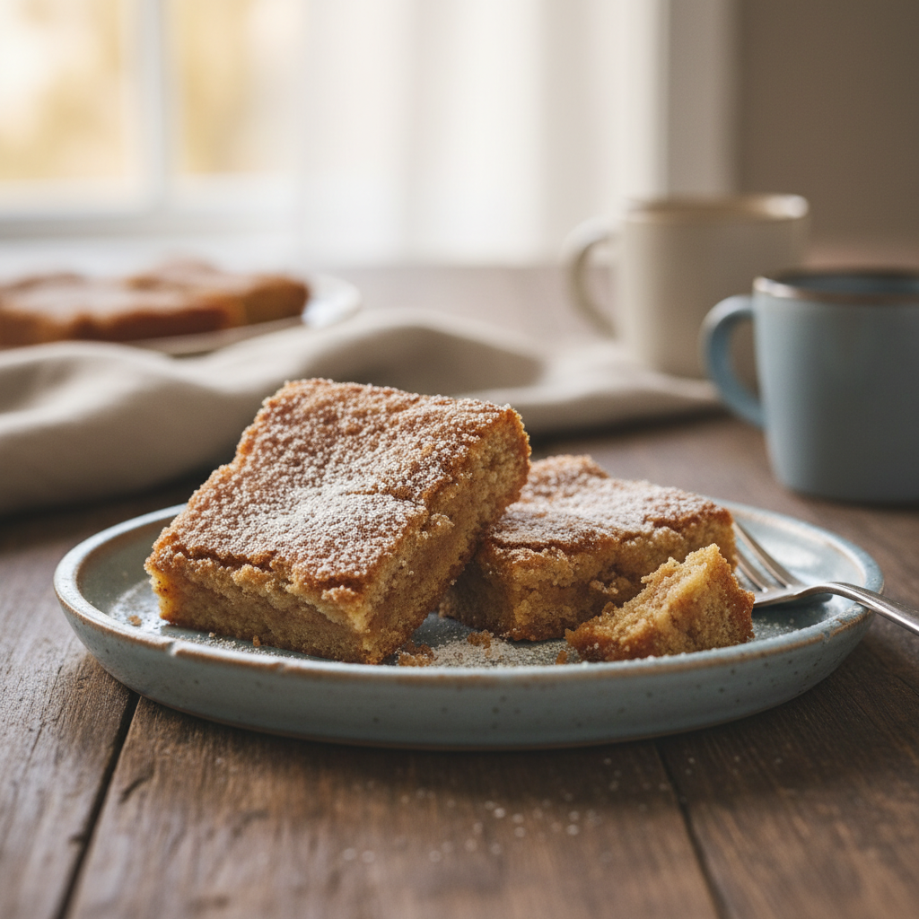 Serving cinnamon sugar blondies with ice cream