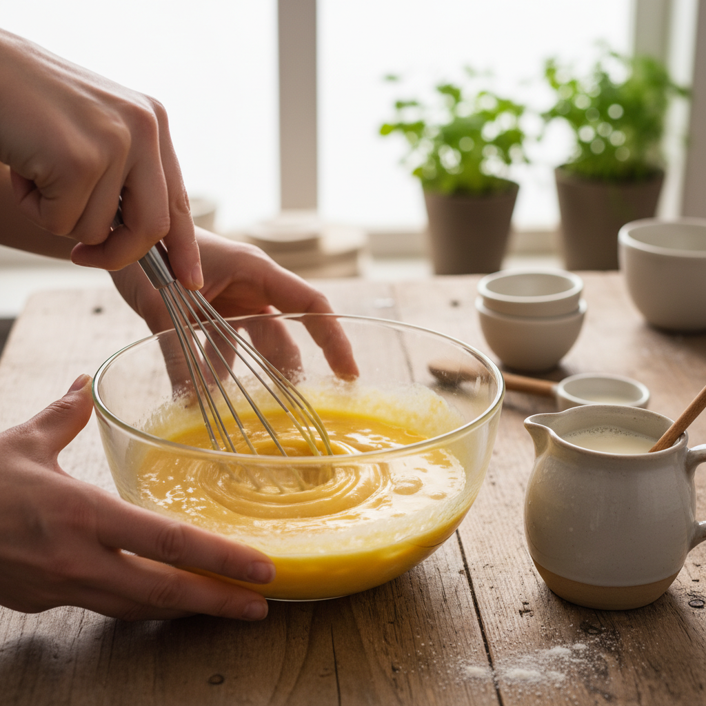Mixing Egg Yolks and Sugar for Eggnog