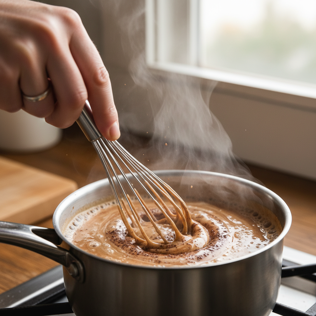 Step by step Matcha Hot Chocolate preparation