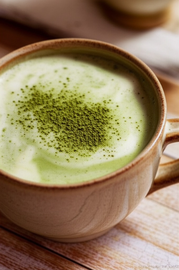 Warm mug of Matcha Hot Chocolate