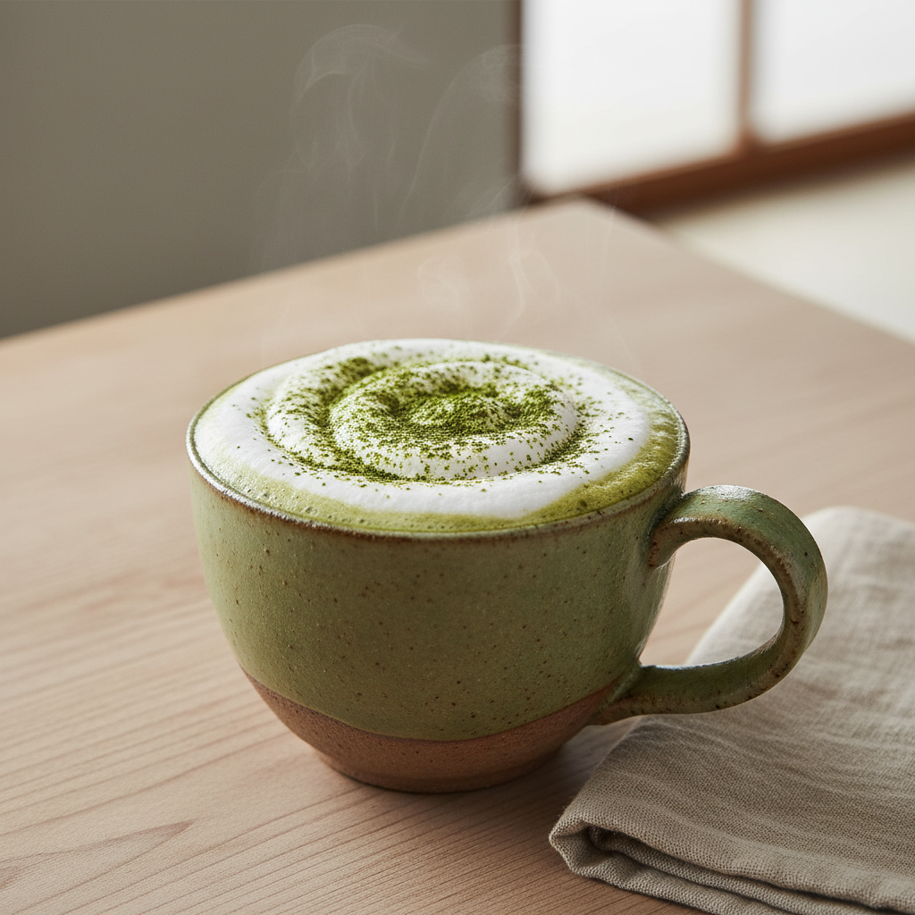 Cup of Matcha Hot Chocolate ready to enjoy