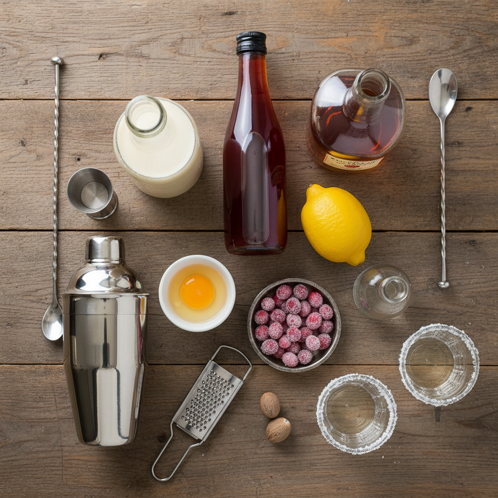 Ingredients for Cranberry Eggnog Sour