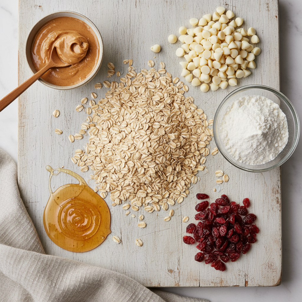 Ingredients for Cranberry White Chocolate Protein Balls