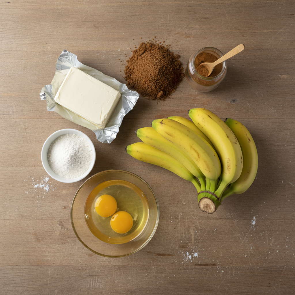 Ingredients for banana bread