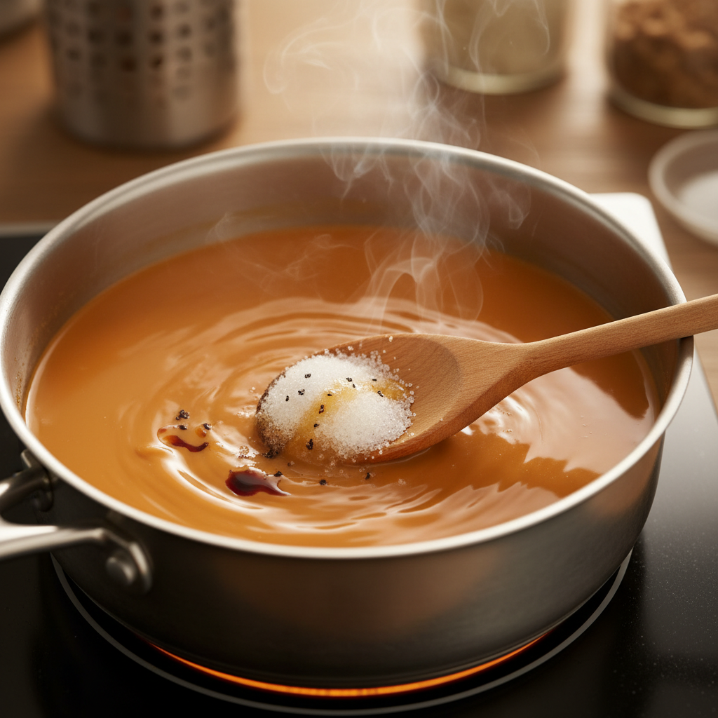 Brewing Thai tea in saucepan with tea bags