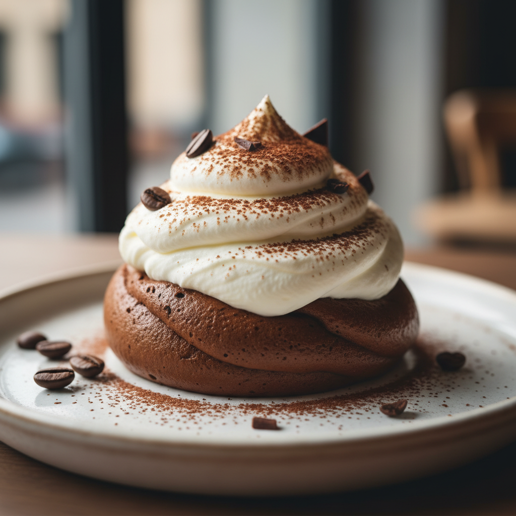 Delicious coffee chocolate mousse ready to serve