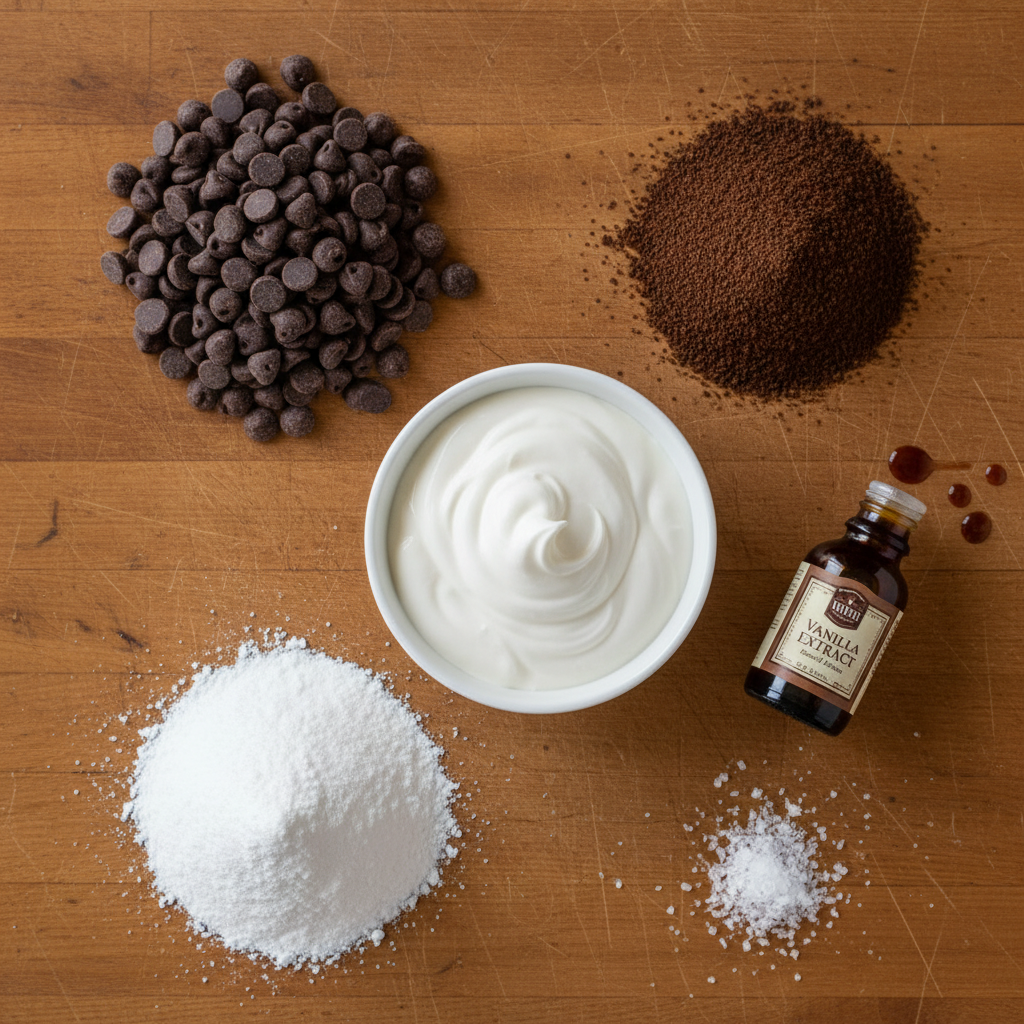 Ingredients for coffee chocolate mousse
