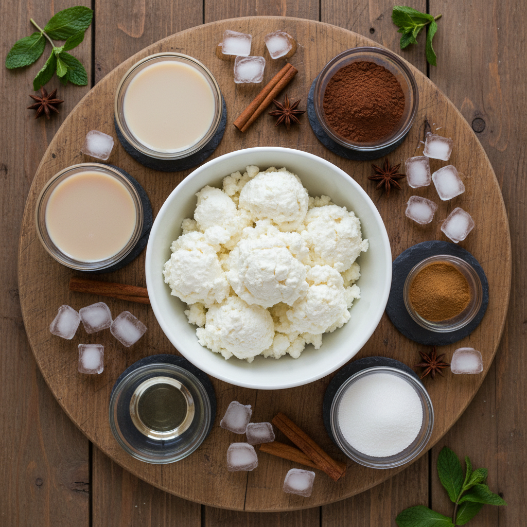 Ingredients for Cottage Cheese Hot Chocolate Keto Milkshake