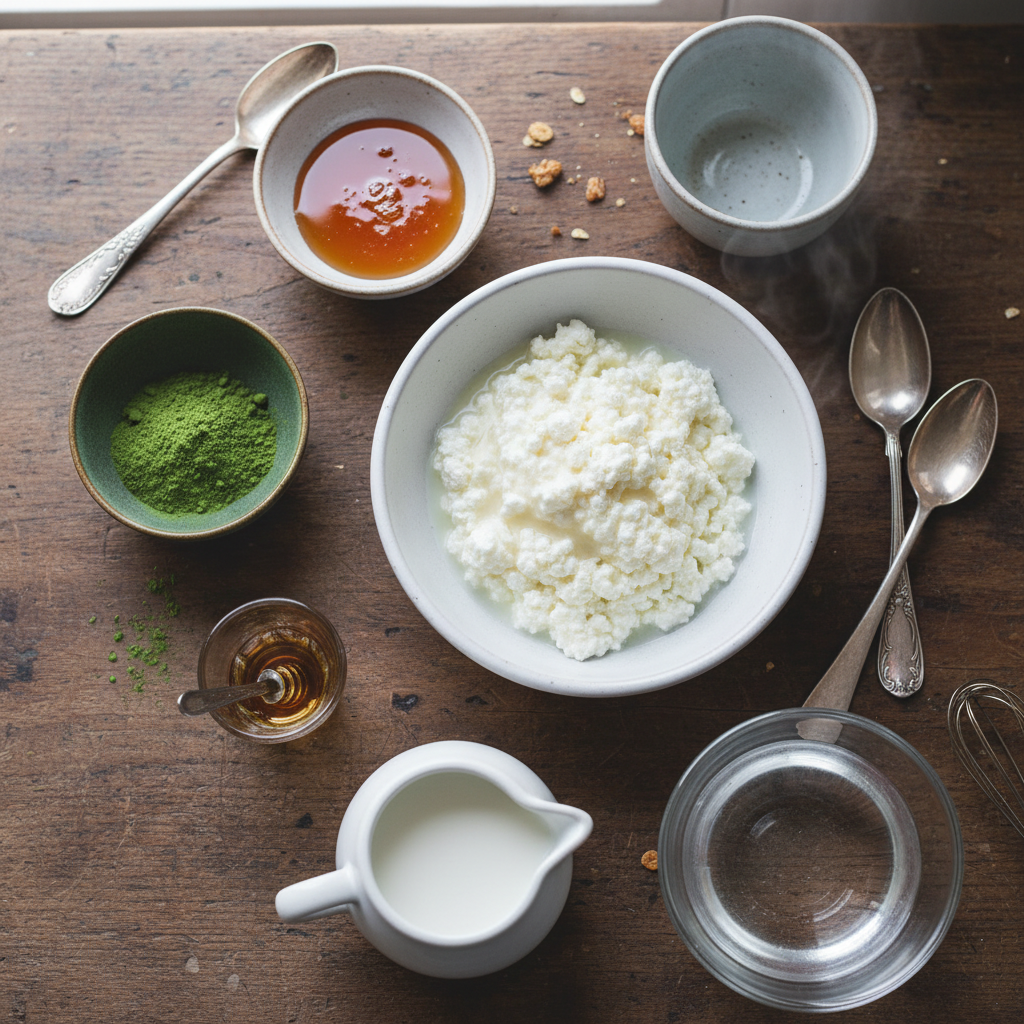 Ingredients for Cottage Cheese Matcha Latte