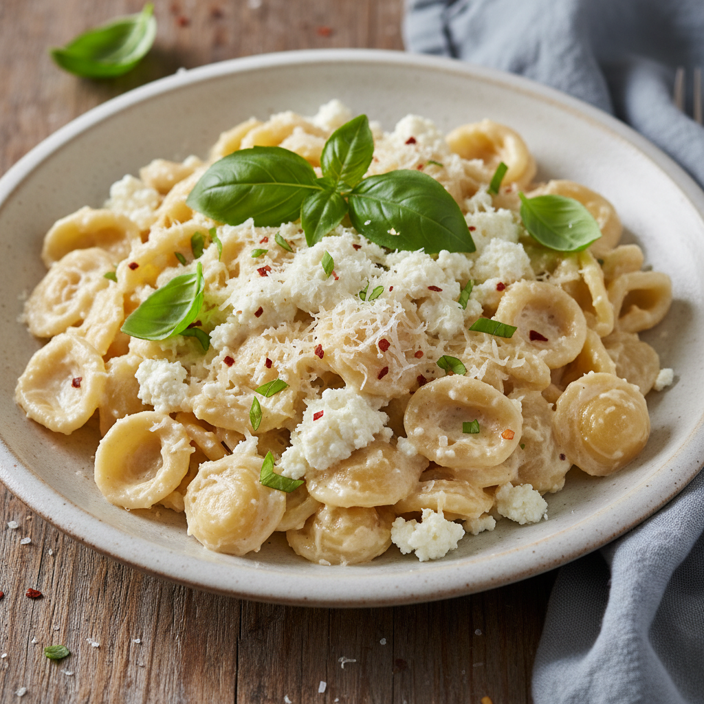 Sauce blended in food processor for creamy pasta