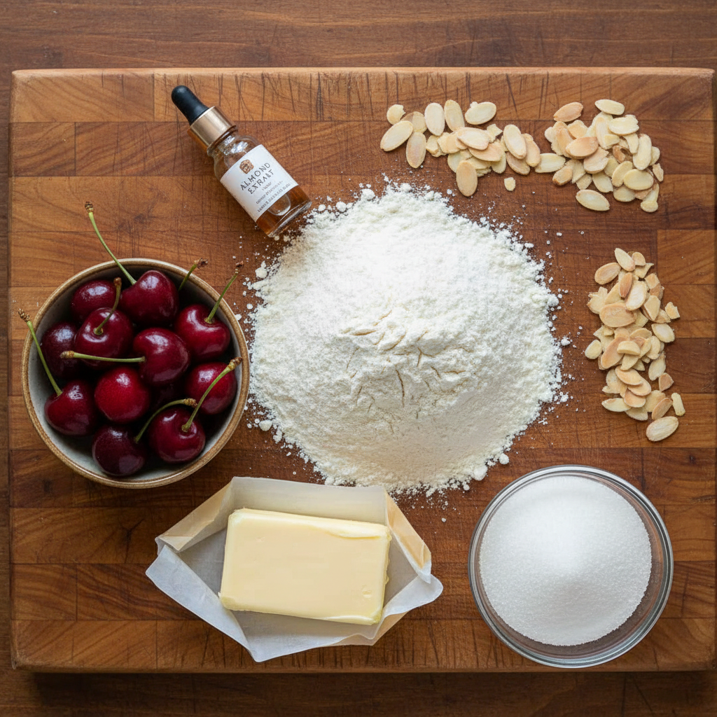 Ingredients for Cherry Almond Coffee Cake
