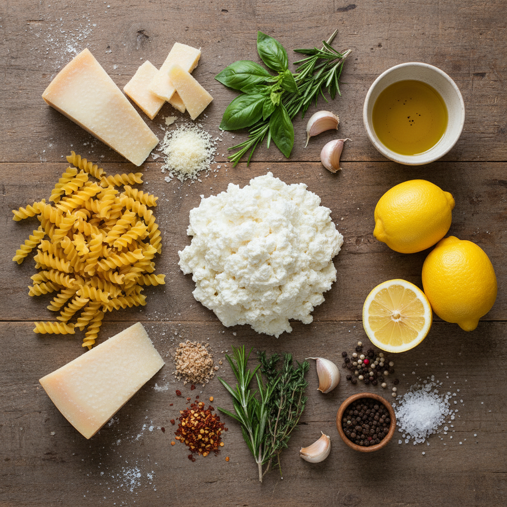 Ingredients for Lemon Ricotta Pasta