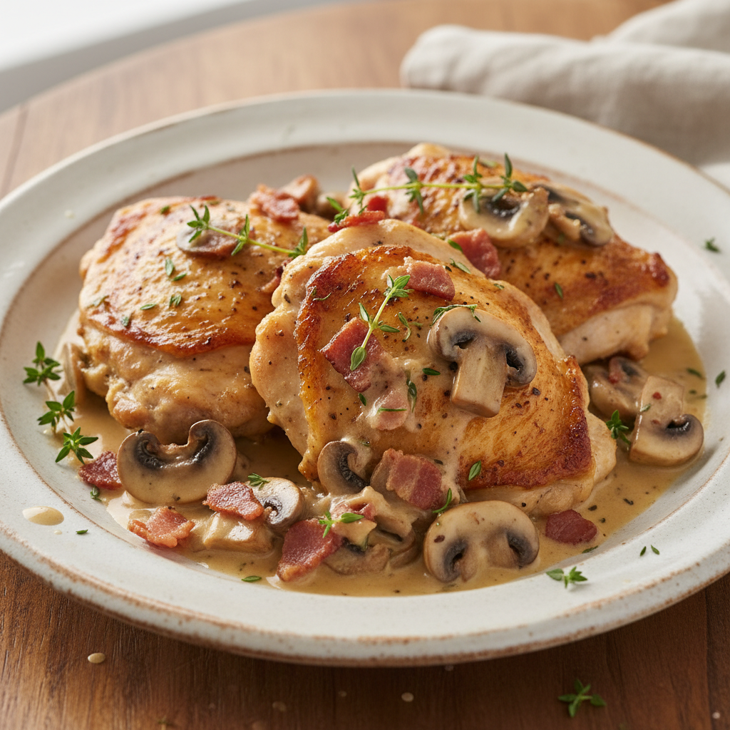 Browning Chicken Thighs in Skillet
