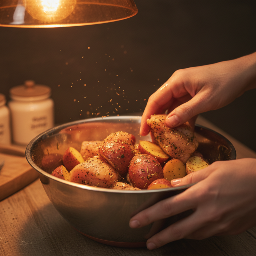 Searing chicken breasts in skillet