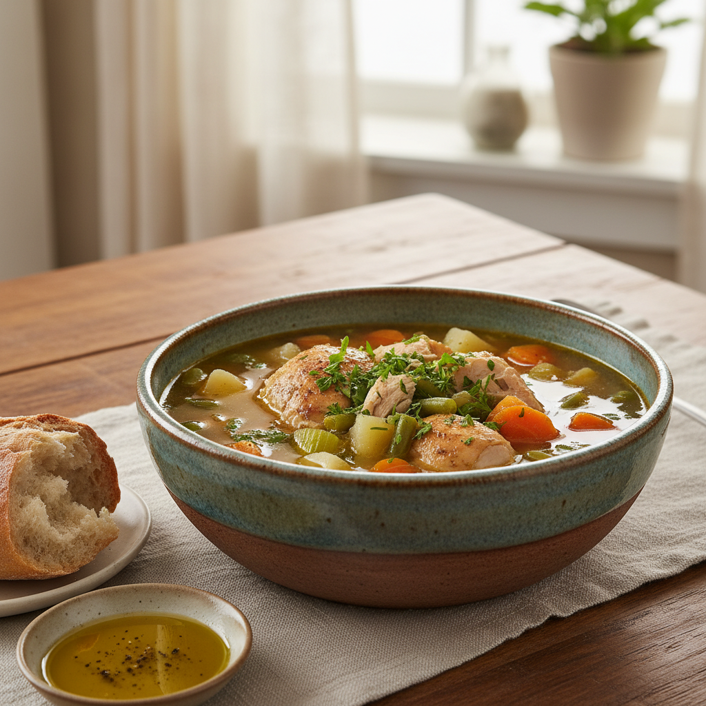 Storing chicken vegetable soup in containers