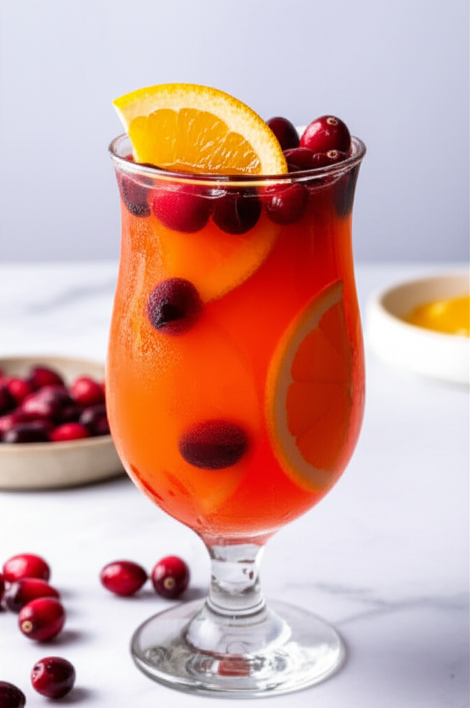 Sweet tea with citrus and cranberries